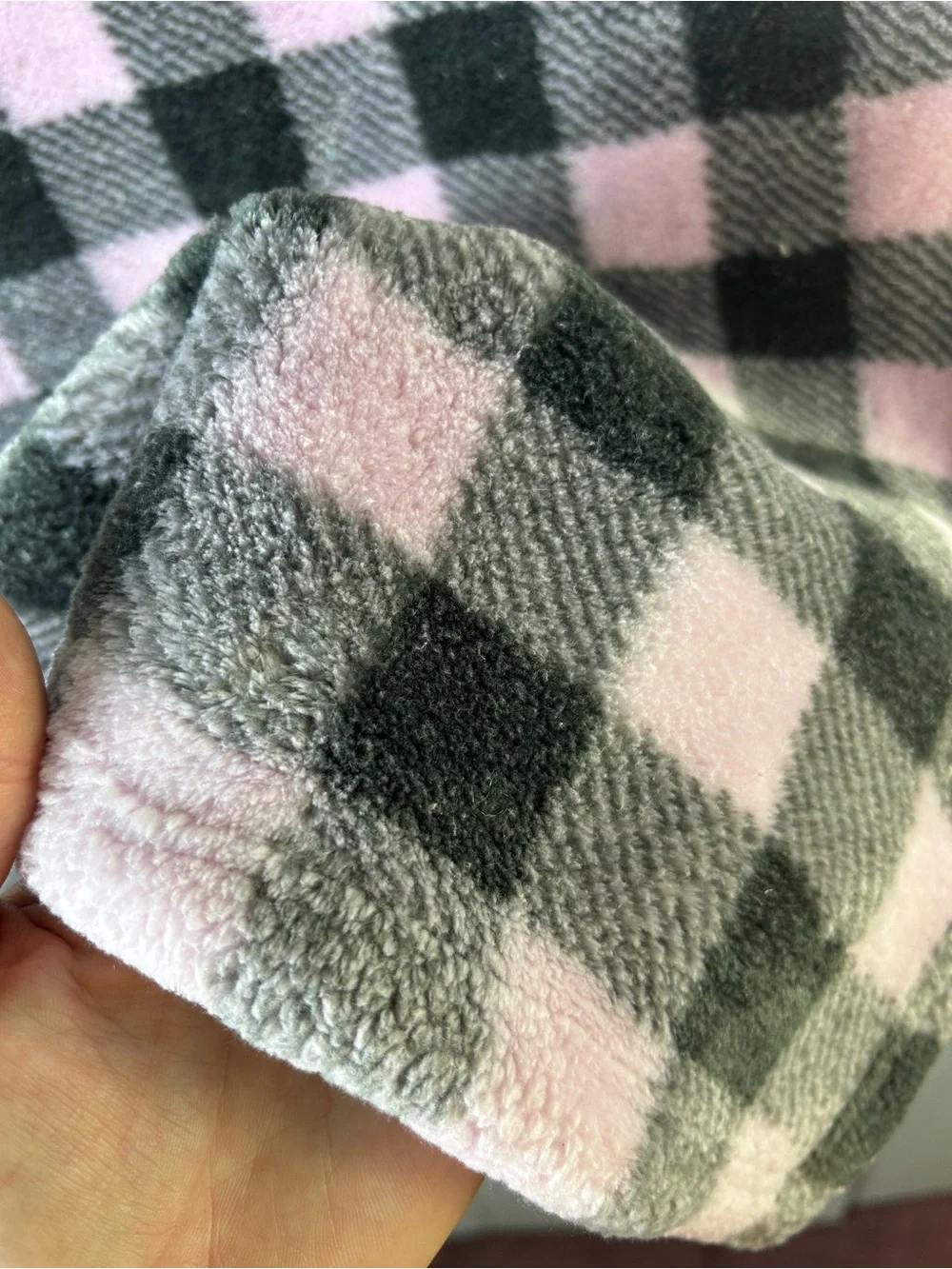 HB Hudson Baby Pink Black Gray Buffalo Plaid Blanket Soft Plush Lovey Thick